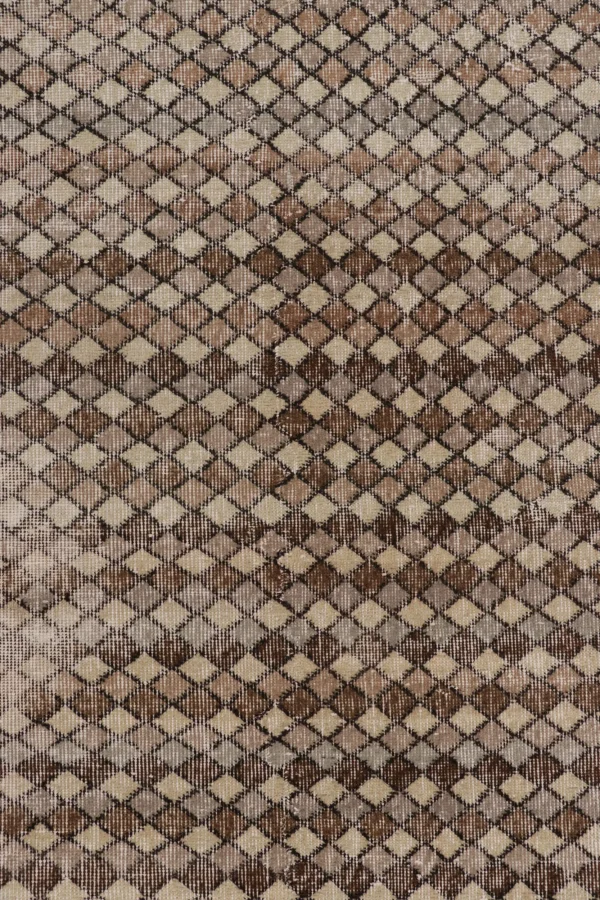 Vintage Turkish Distressed Geometric Runner Rug