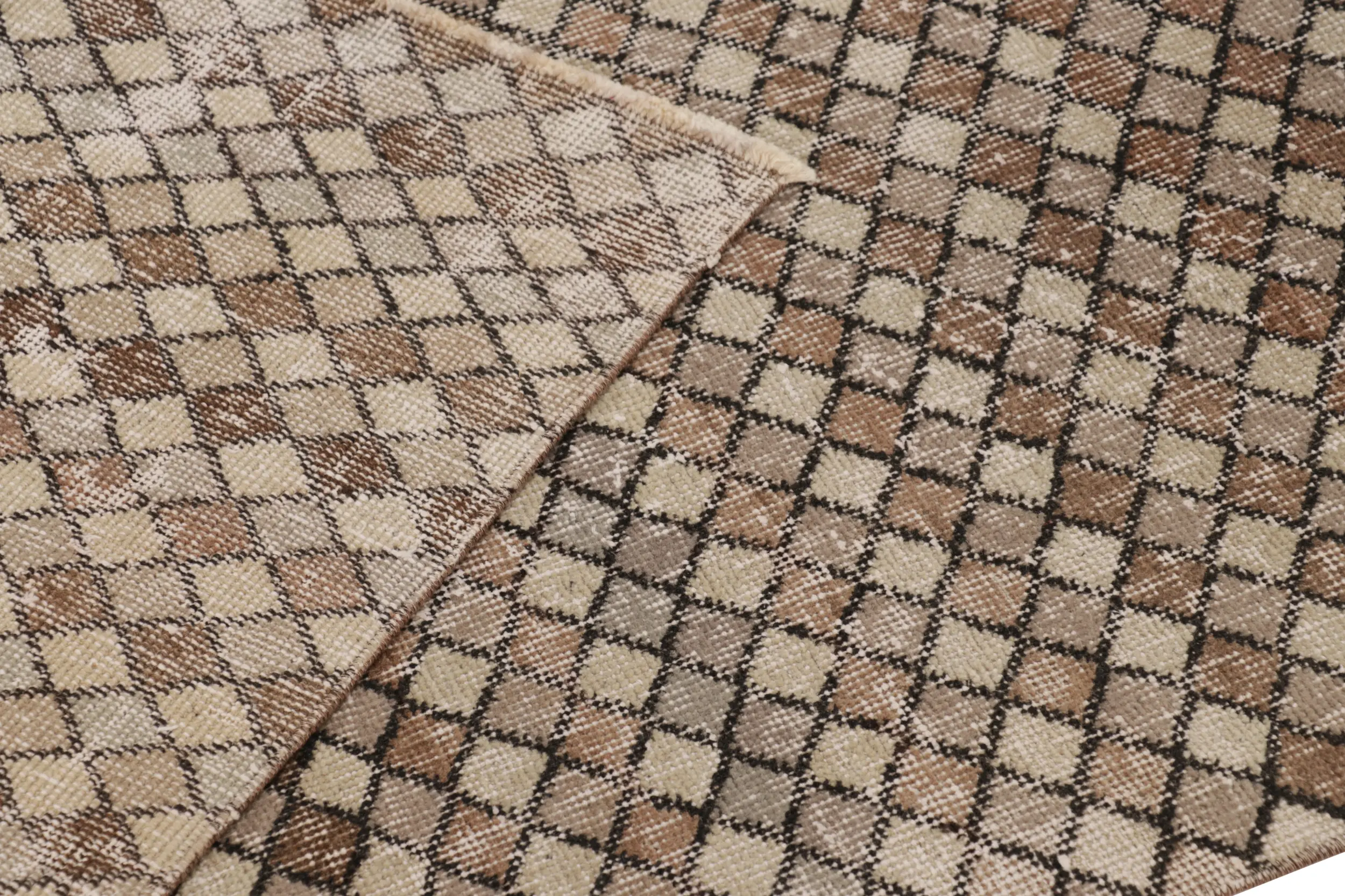 Vintage Turkish Distressed Geometric Runner Rug