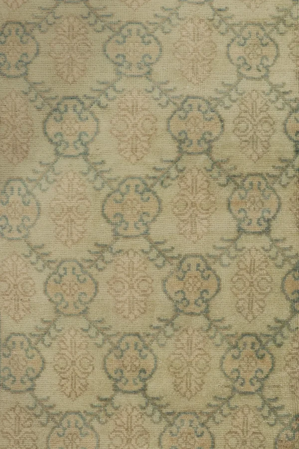 Vintage Turkish Distressed Floral Geometric Rug