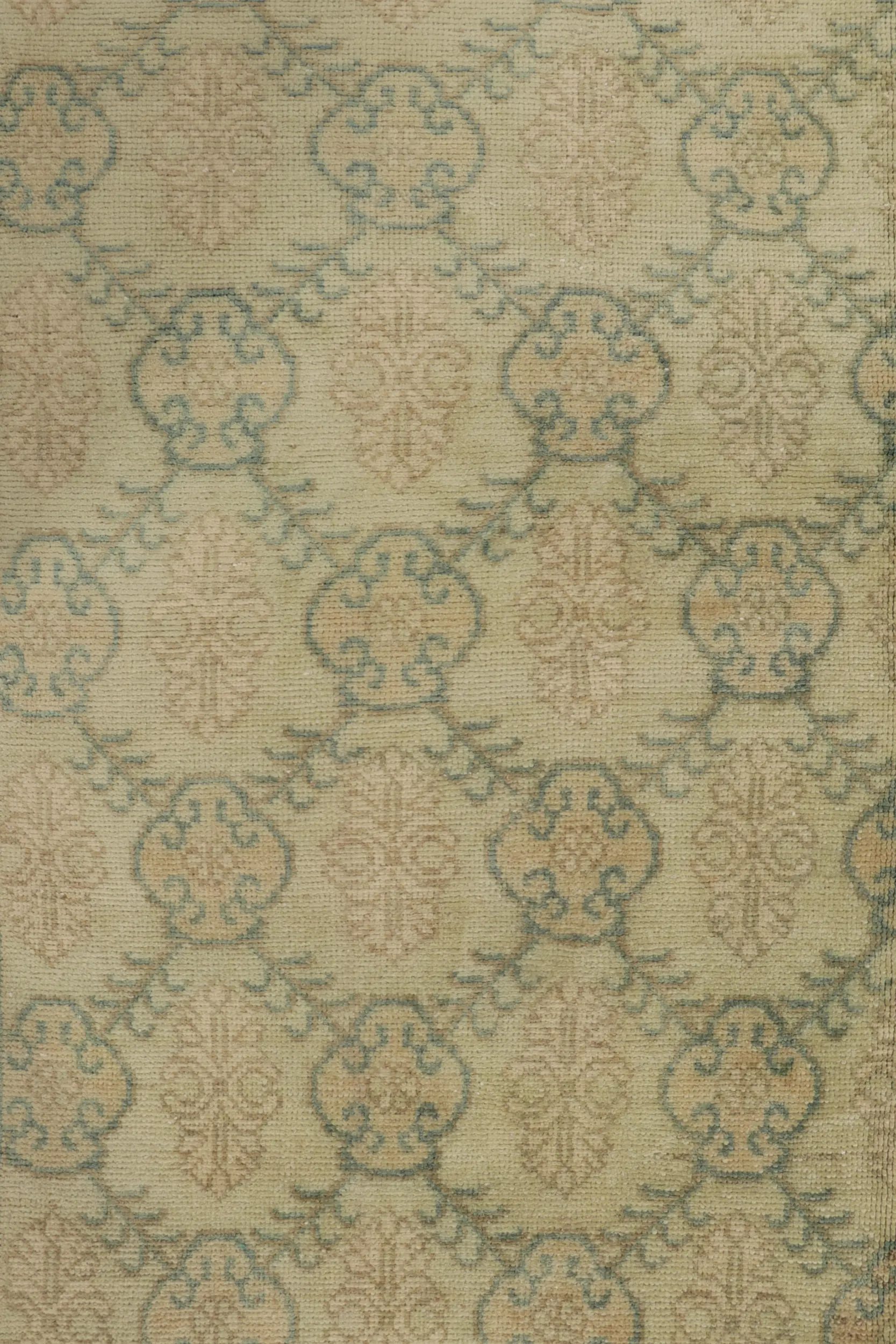 Vintage Turkish Distressed Floral Geometric Rug