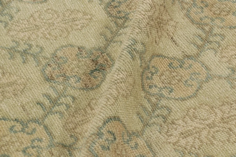 Vintage Turkish Distressed Floral Geometric Rug