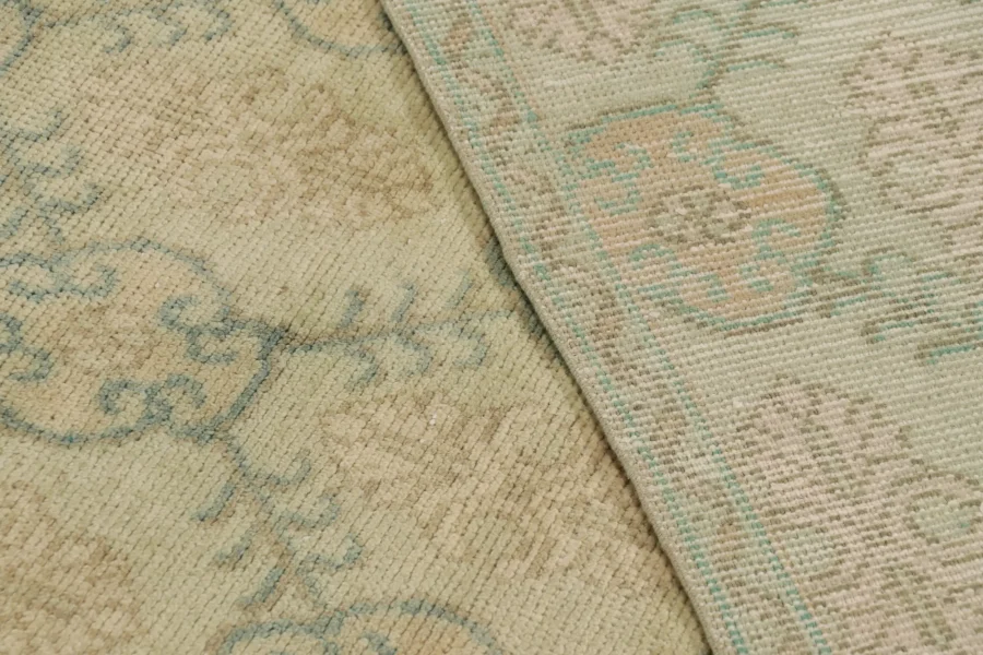 Vintage Turkish Distressed Floral Geometric Rug