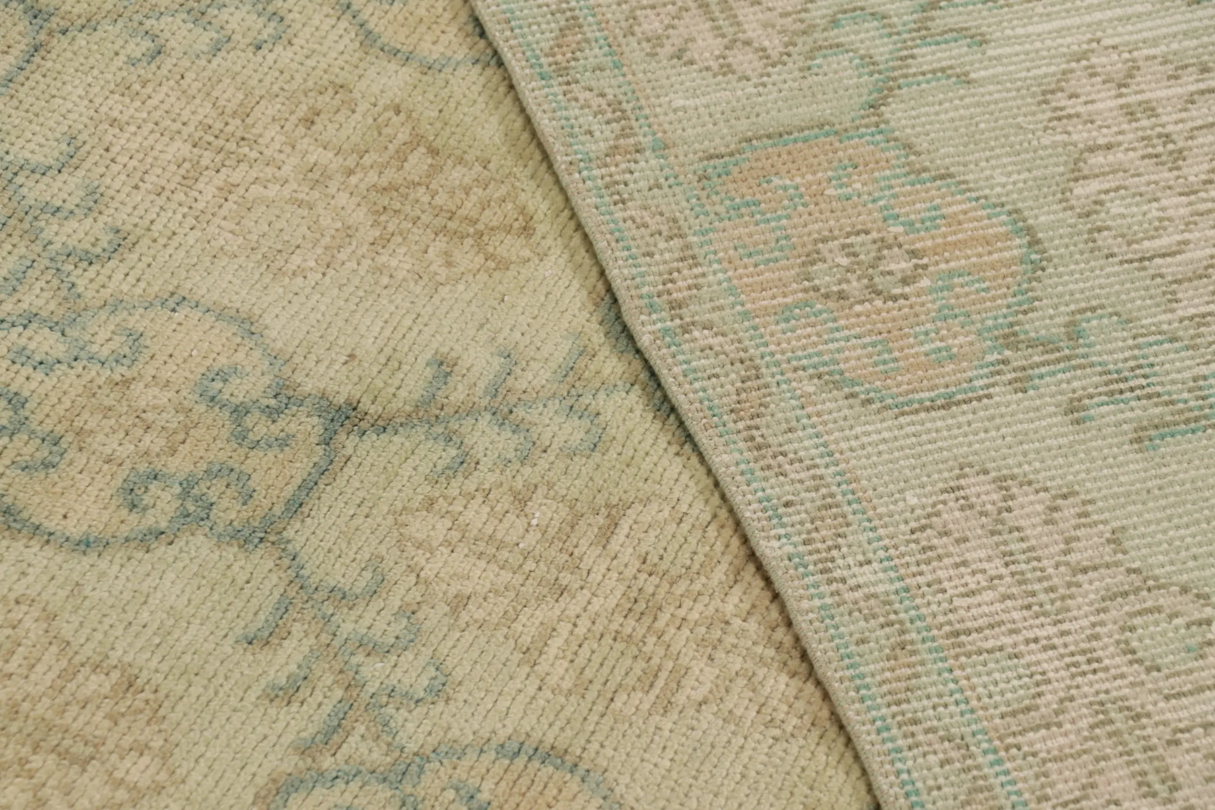 Vintage Turkish Distressed Floral Geometric Rug
