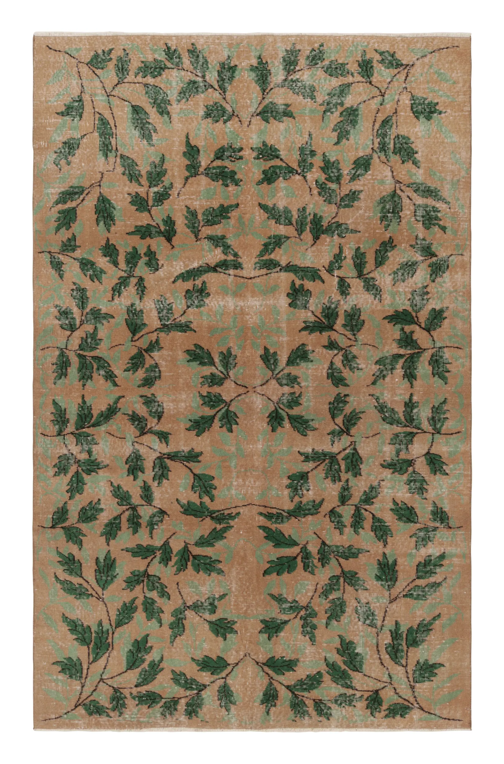 Vintage Turkish Distressed Floral Rug