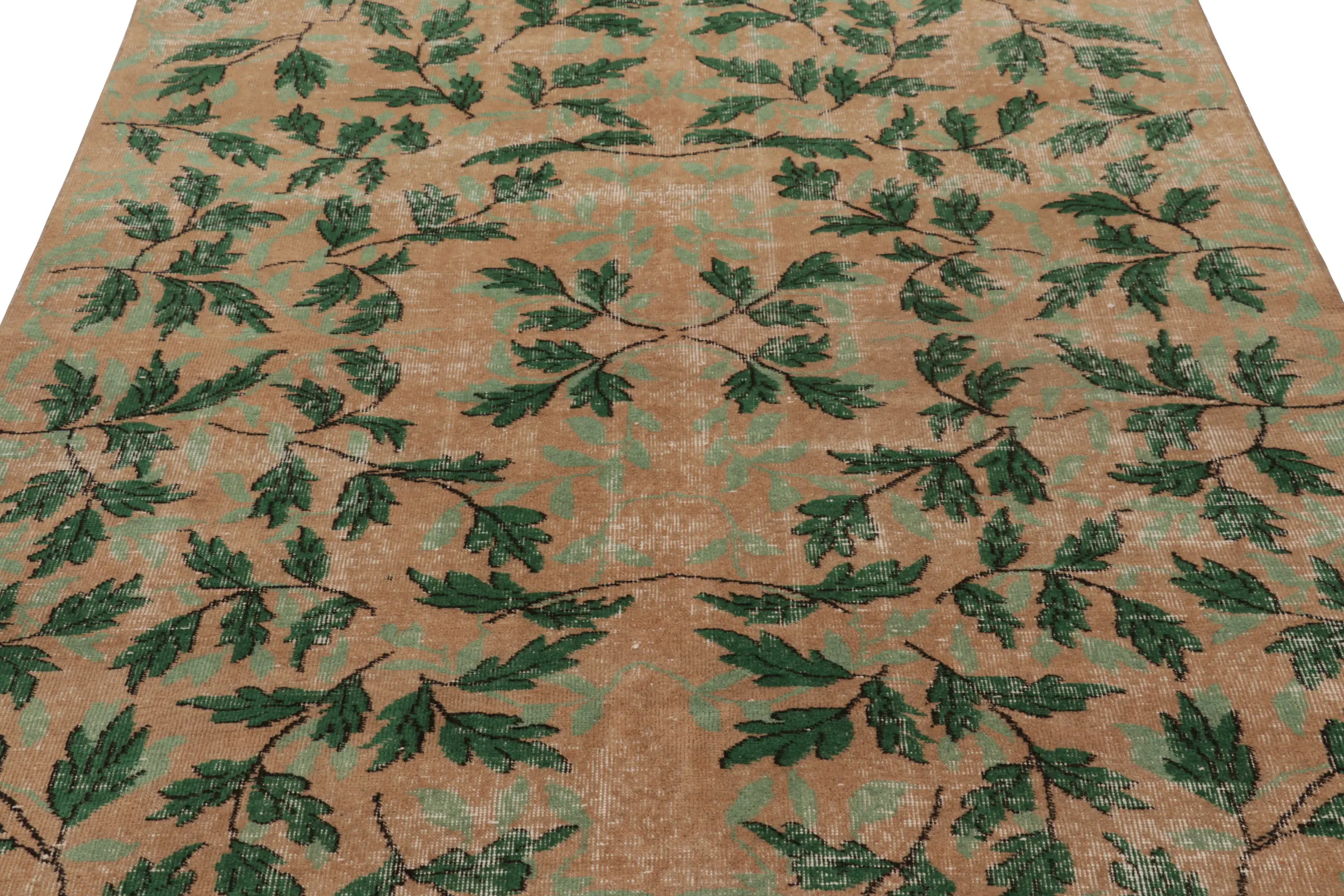 Vintage Turkish Distressed Floral Rug