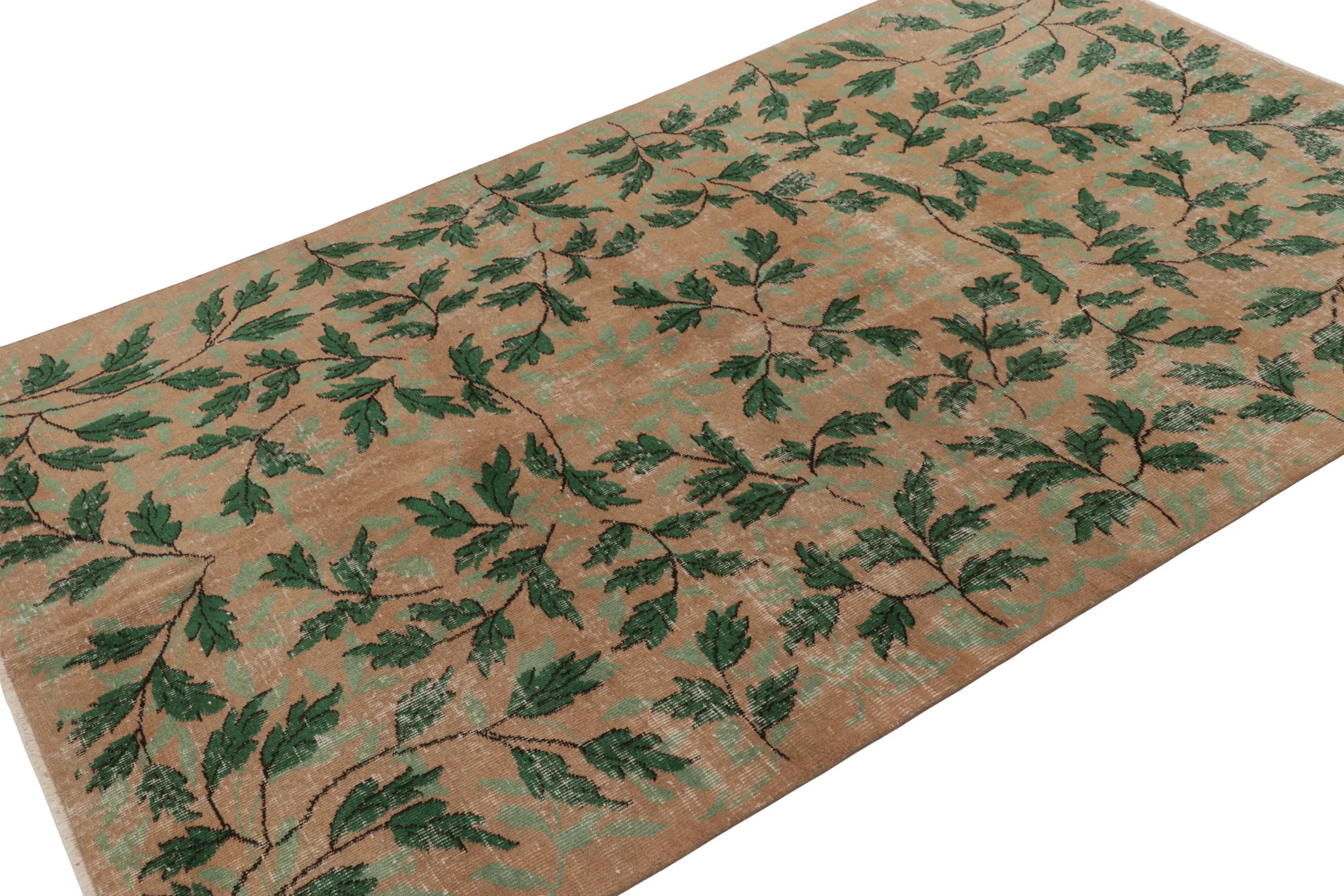 Vintage Turkish Distressed Floral Rug