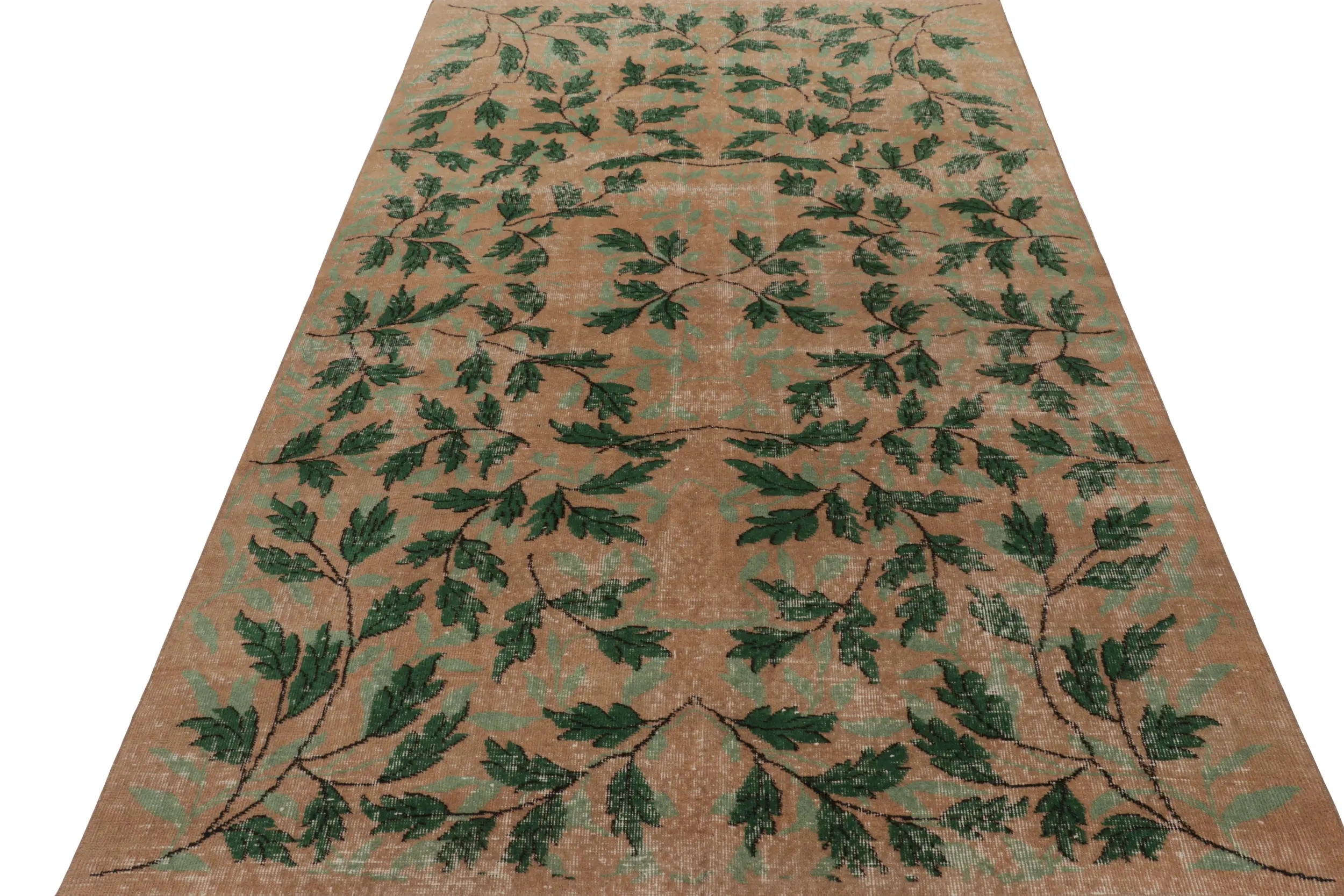 Vintage Turkish Distressed Floral Rug