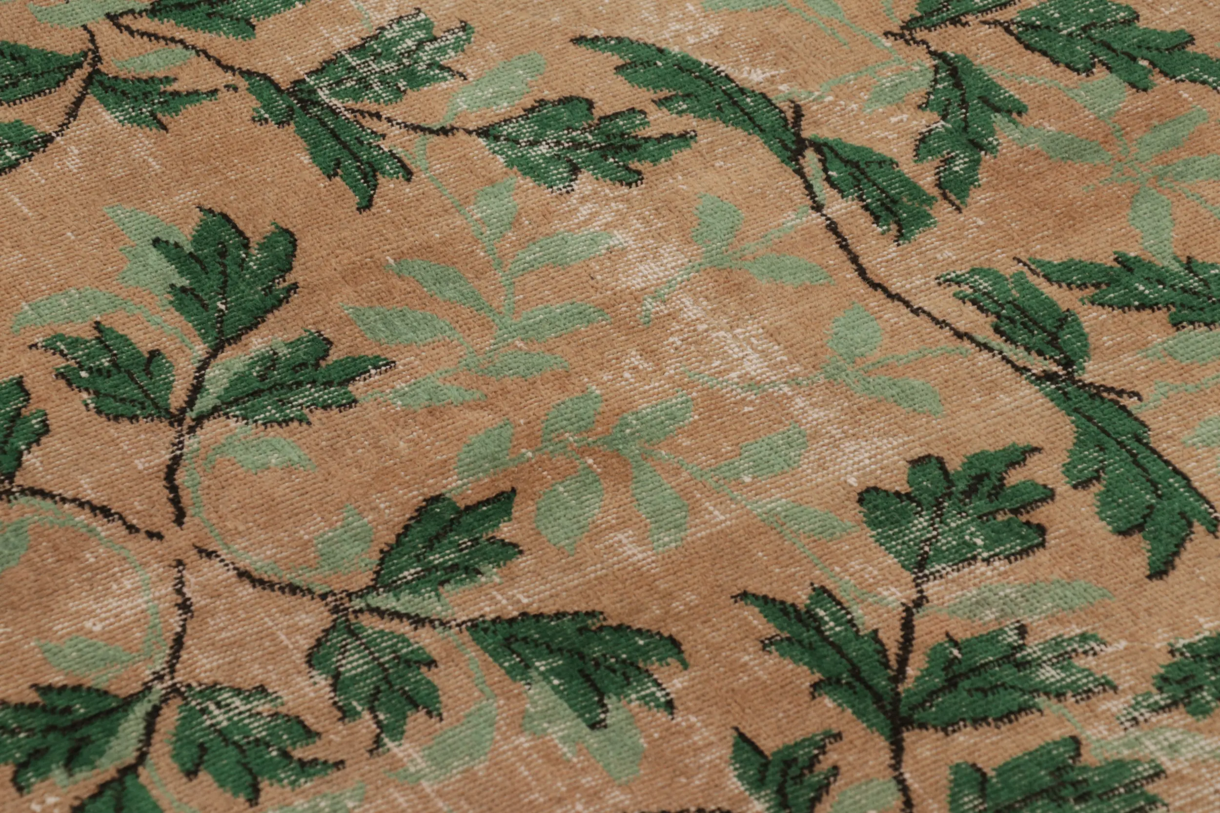 Vintage Turkish Distressed Floral Rug