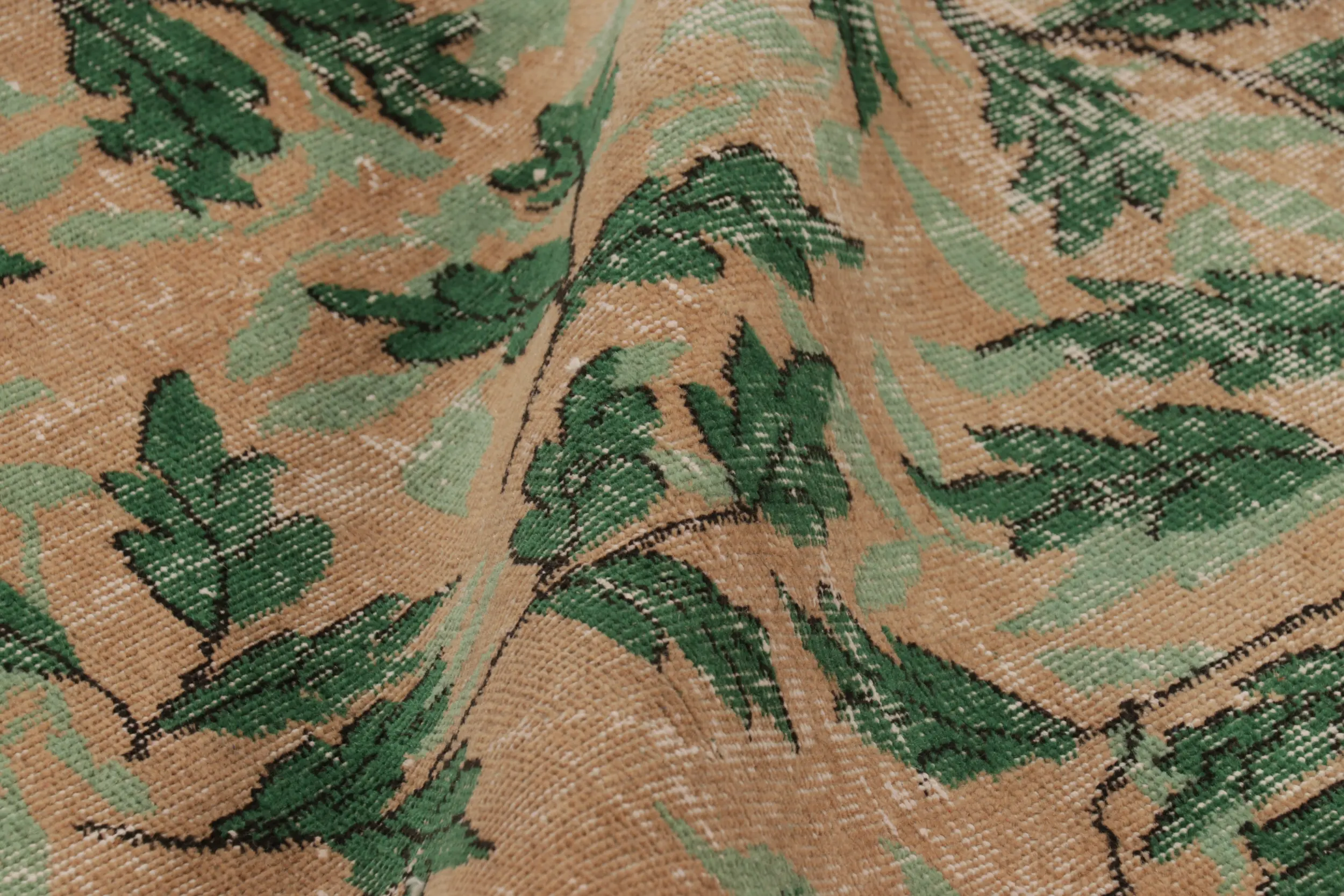 Vintage Turkish Distressed Floral Rug