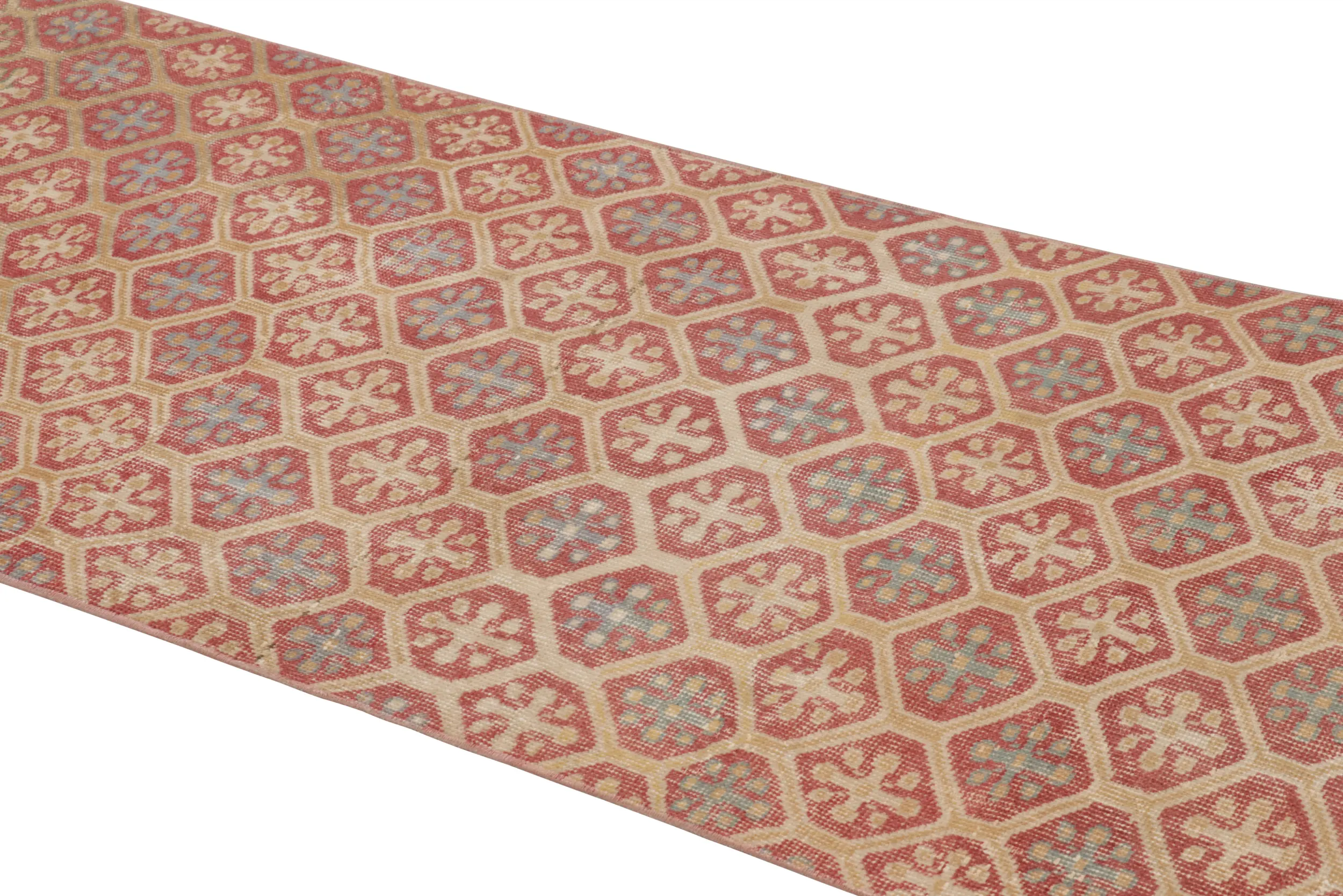 Vintage Turkish Distressed Diamond Geometric Rug