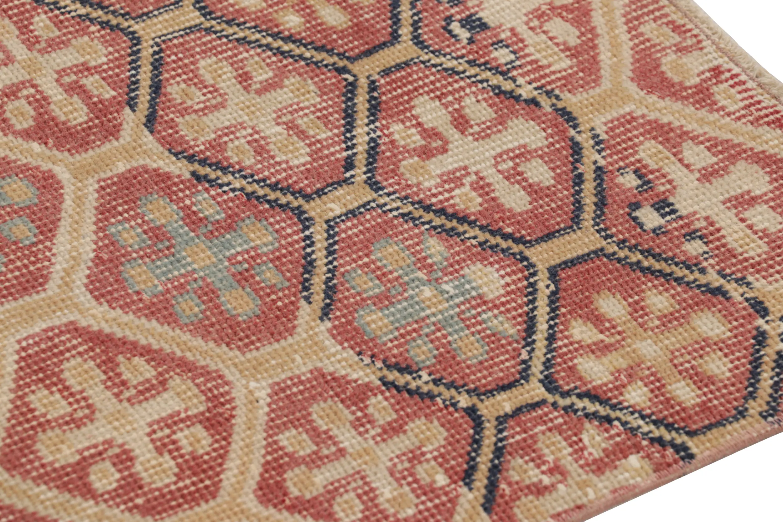 Vintage Turkish Distressed Diamond Geometric Rug