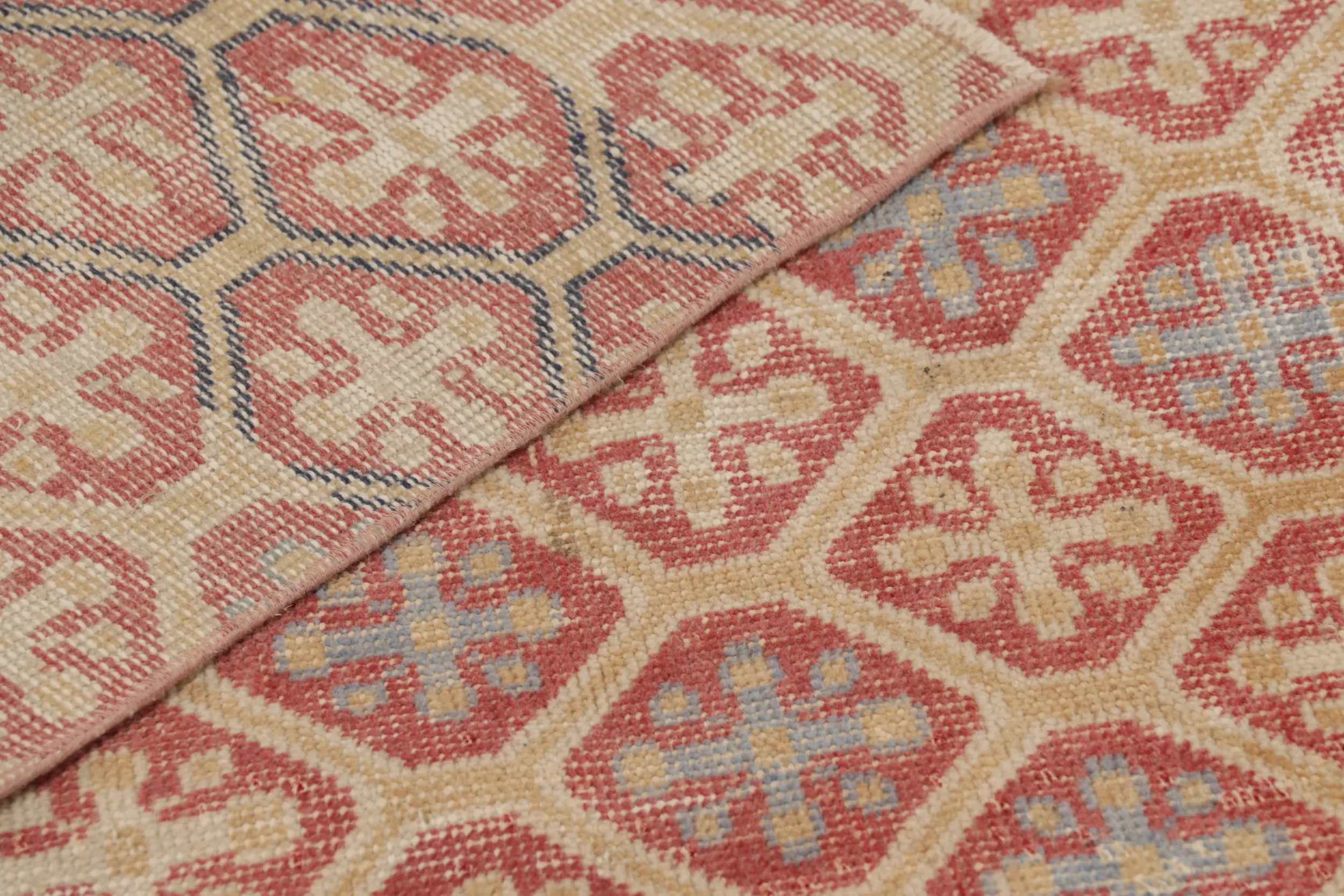 Vintage Turkish Distressed Diamond Geometric Rug