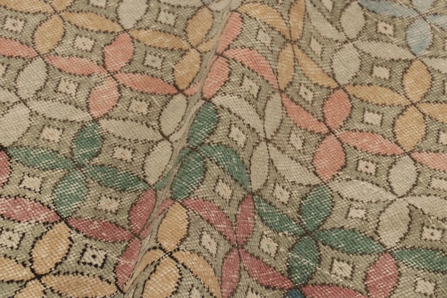 Vintage Turkish Distressed Geometric Rug