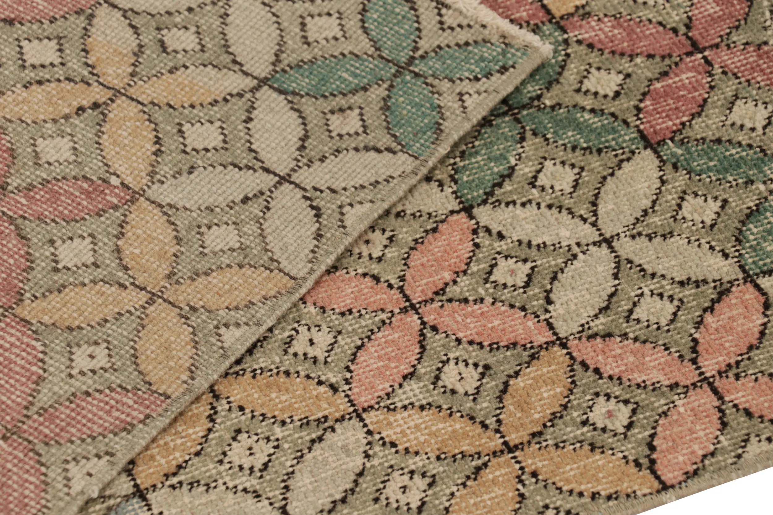 Vintage Turkish Distressed Geometric Rug