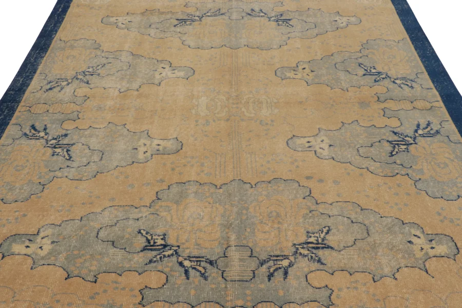 Vintage Distressed Zeki Müren Rug in Floral Pattern