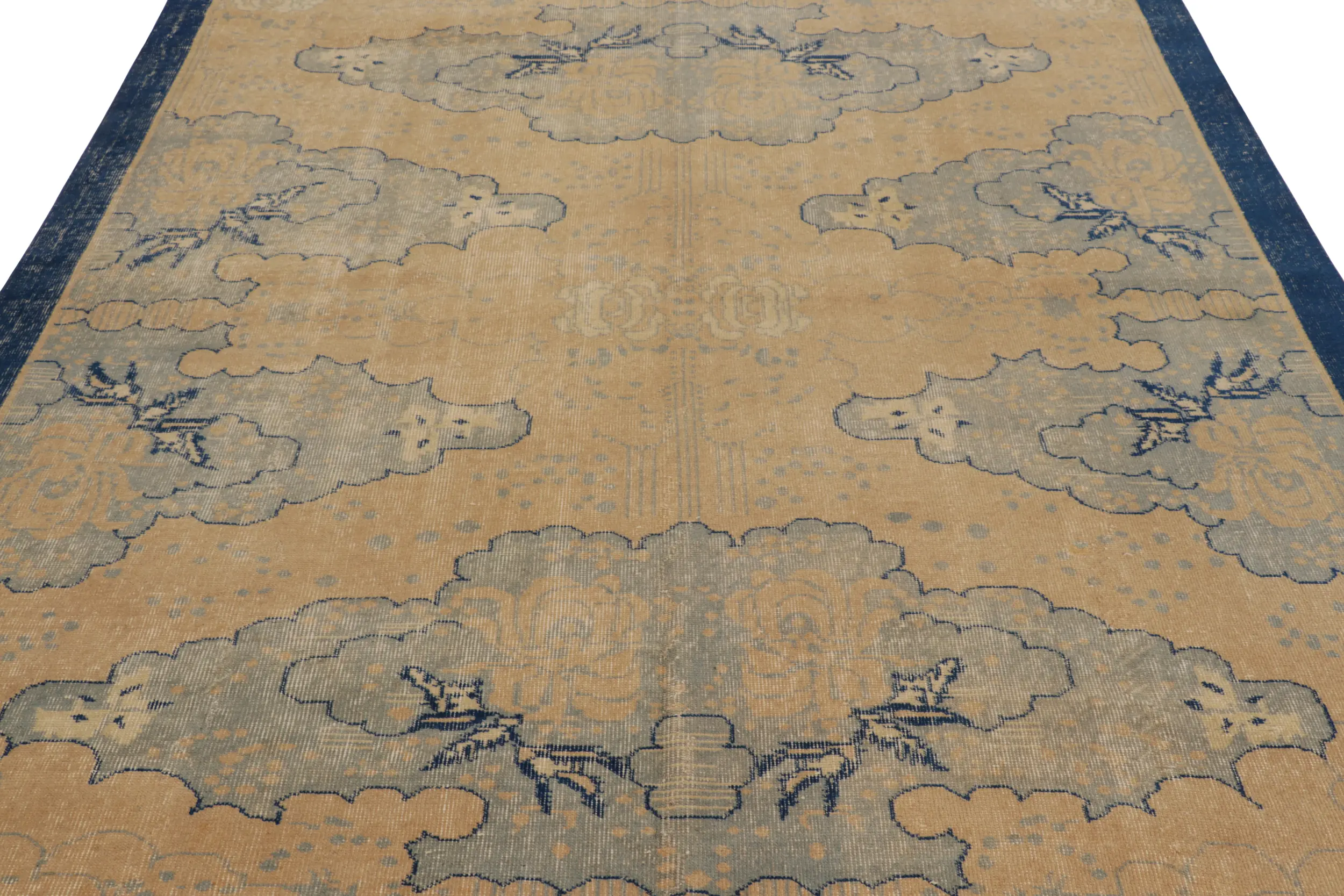 Vintage Distressed Zeki Müren Rug in Floral Pattern