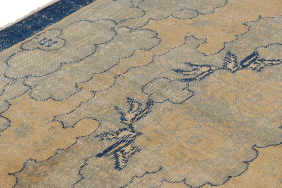 Vintage Distressed Zeki Müren Rug in Floral Pattern