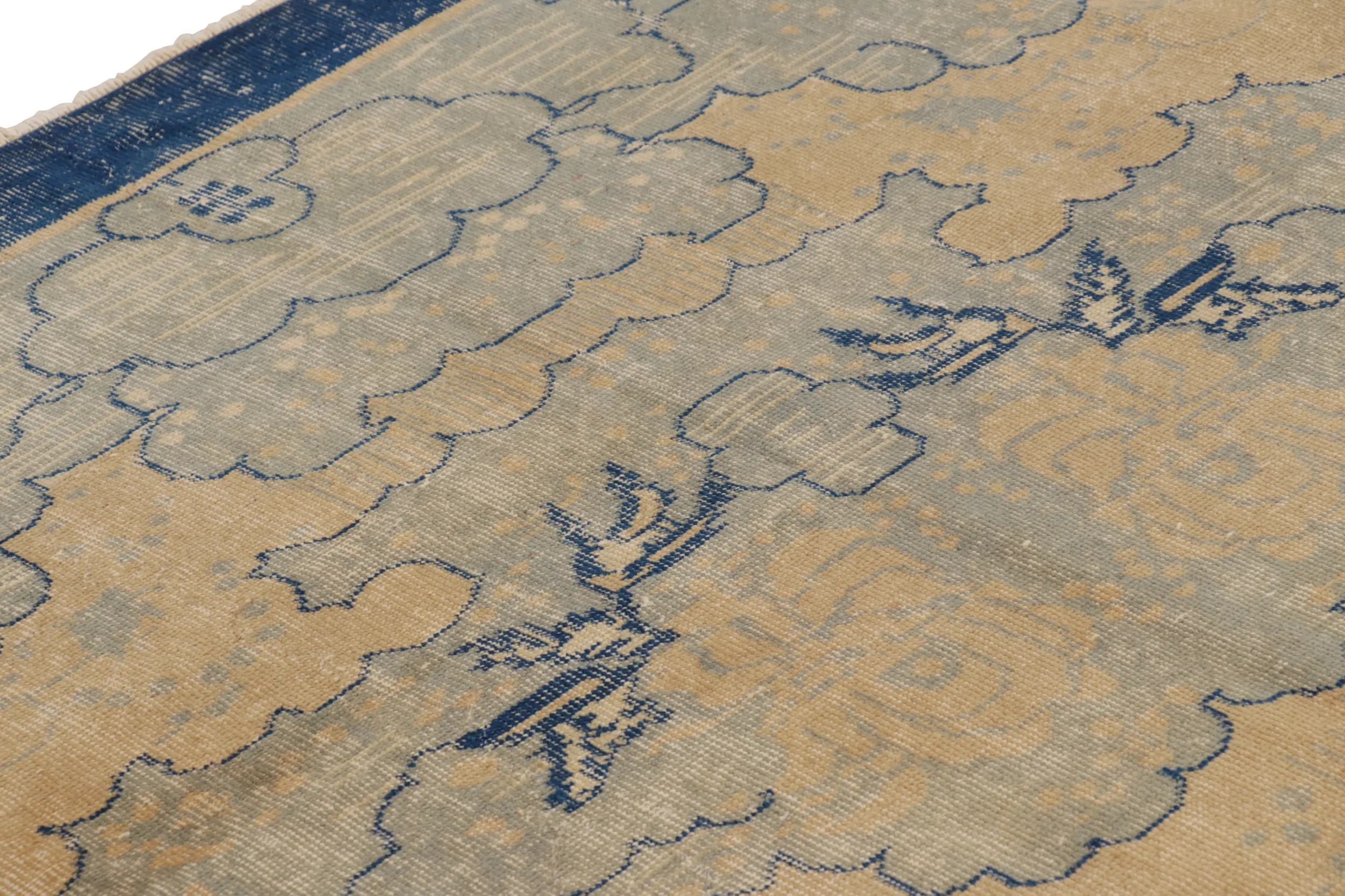 Vintage Distressed Zeki Müren Rug in Floral Pattern