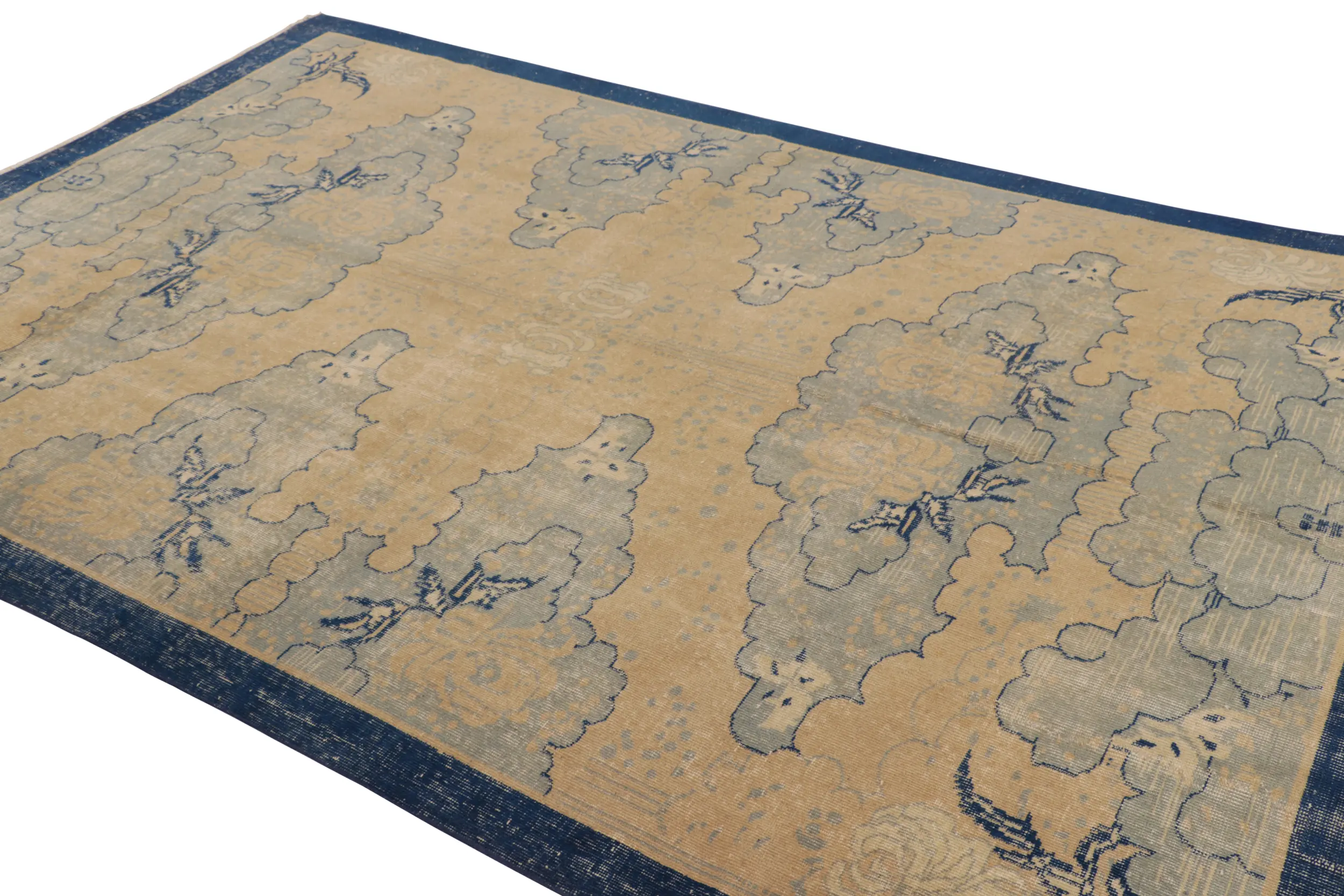 Vintage Distressed Zeki Müren Rug in Floral Pattern