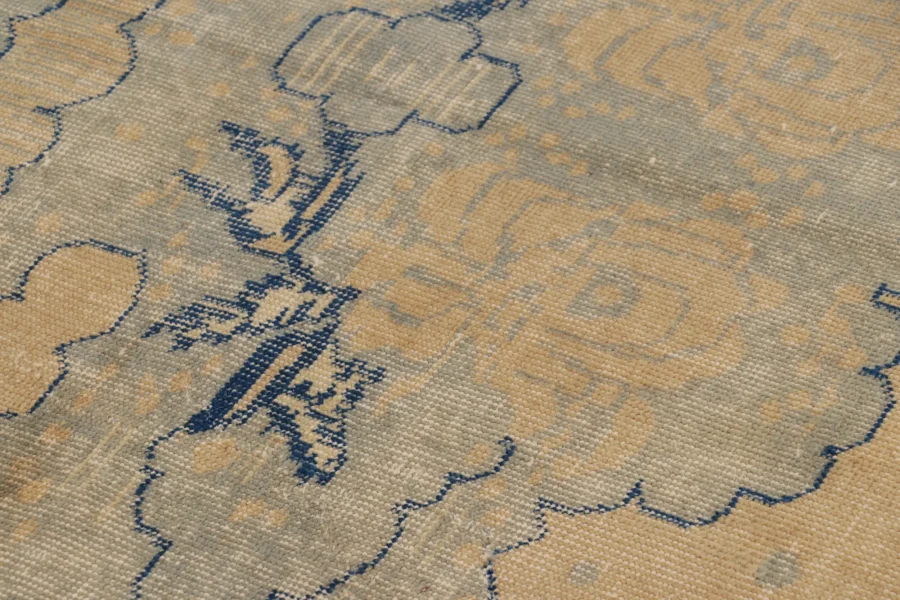 Vintage Distressed Zeki Müren Rug in Floral Pattern
