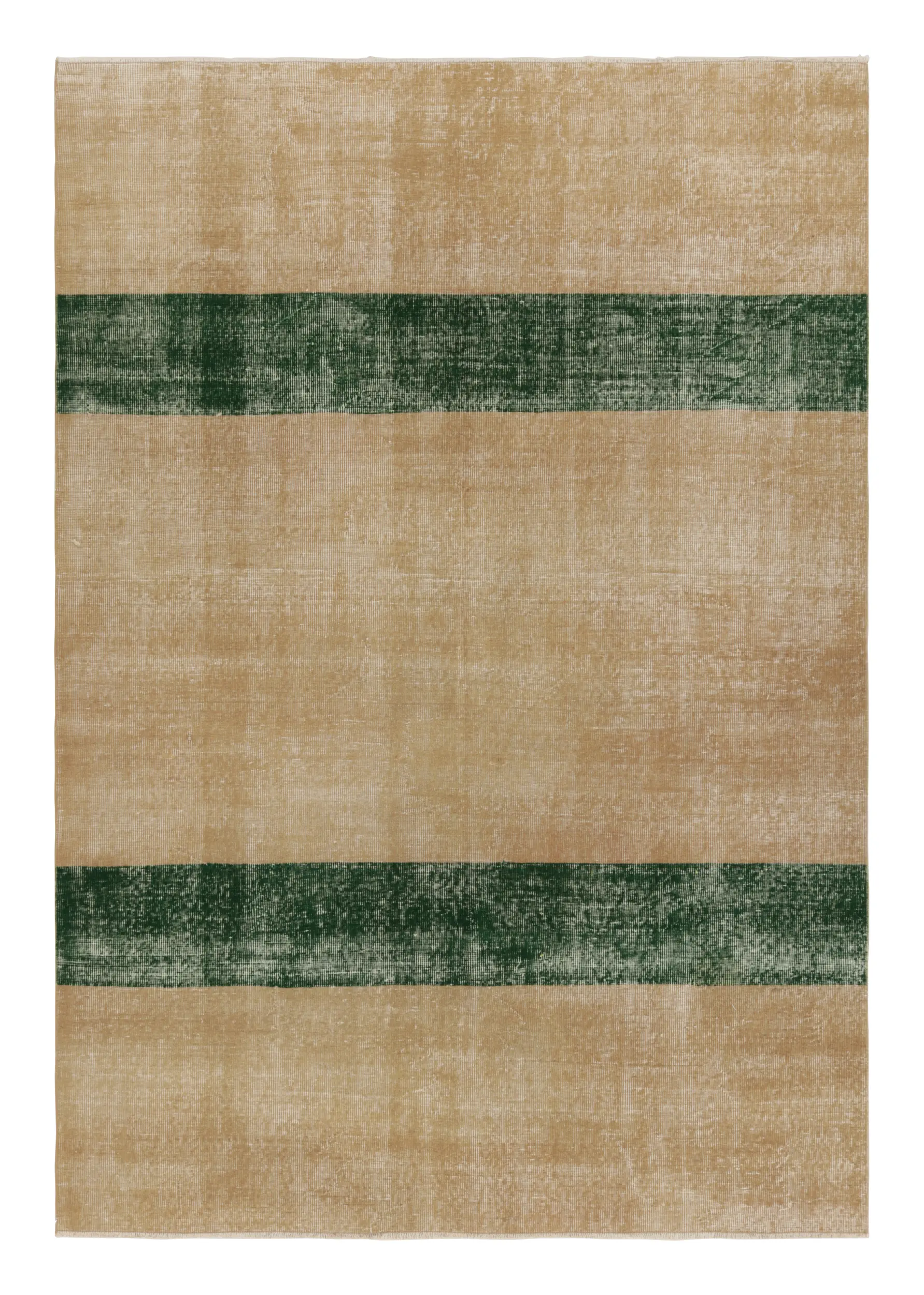 Vintage Distressed Zeki Müren Rug, Solid/Striped