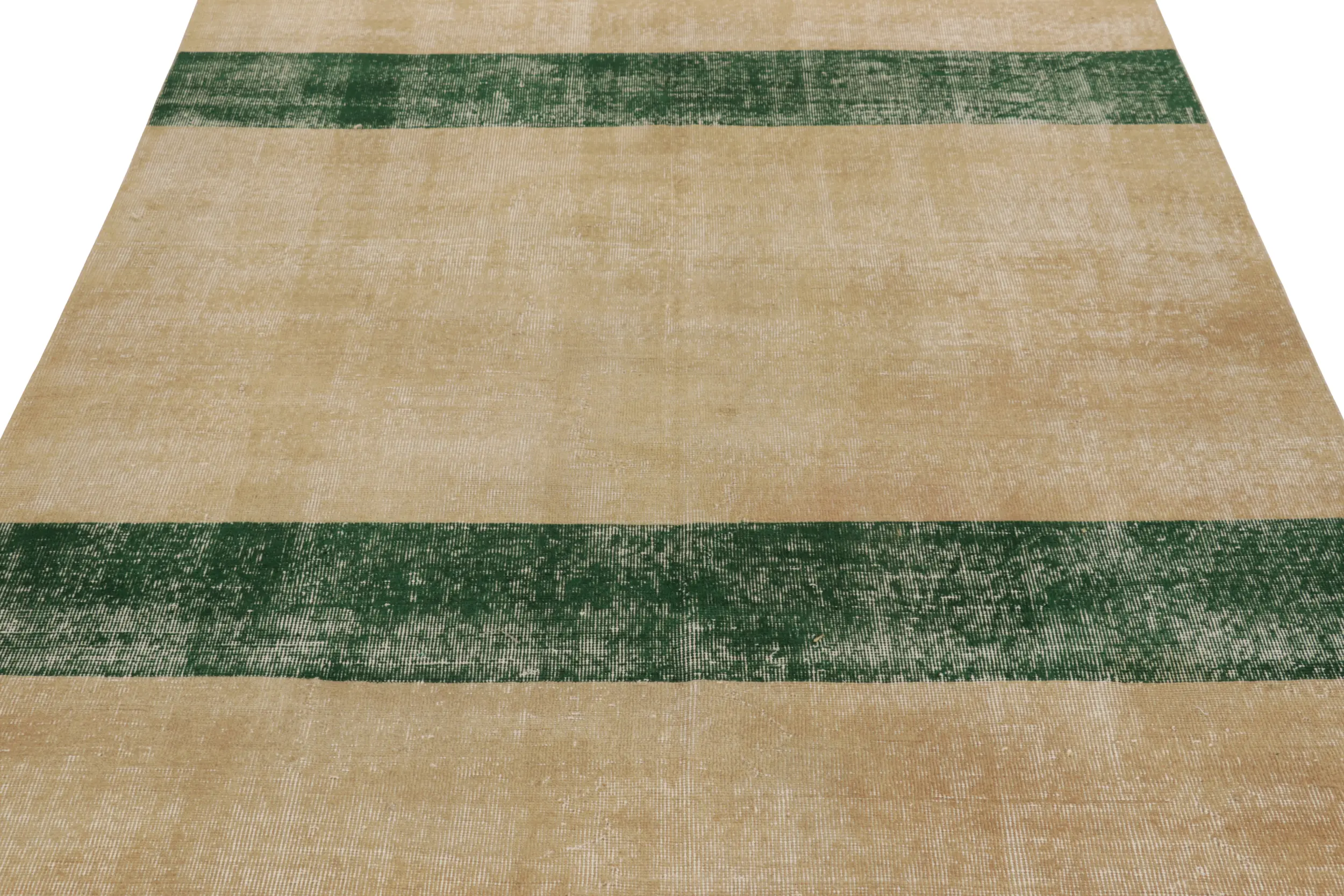 Vintage Distressed Zeki Müren Rug, Solid/Striped
