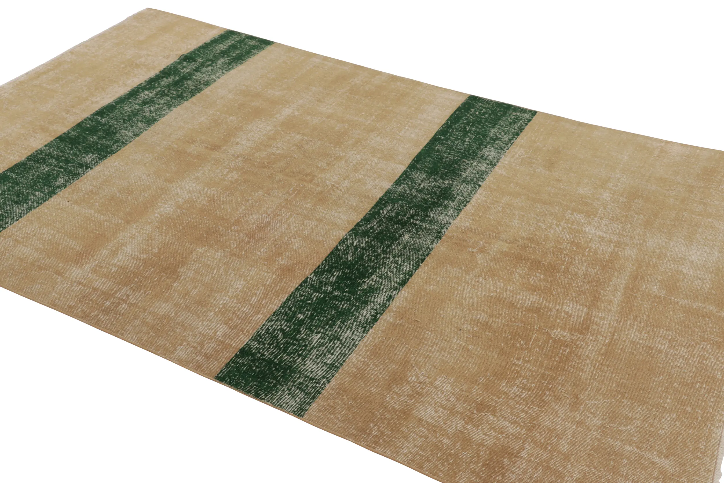 Vintage Distressed Zeki Müren Rug, Solid/Striped