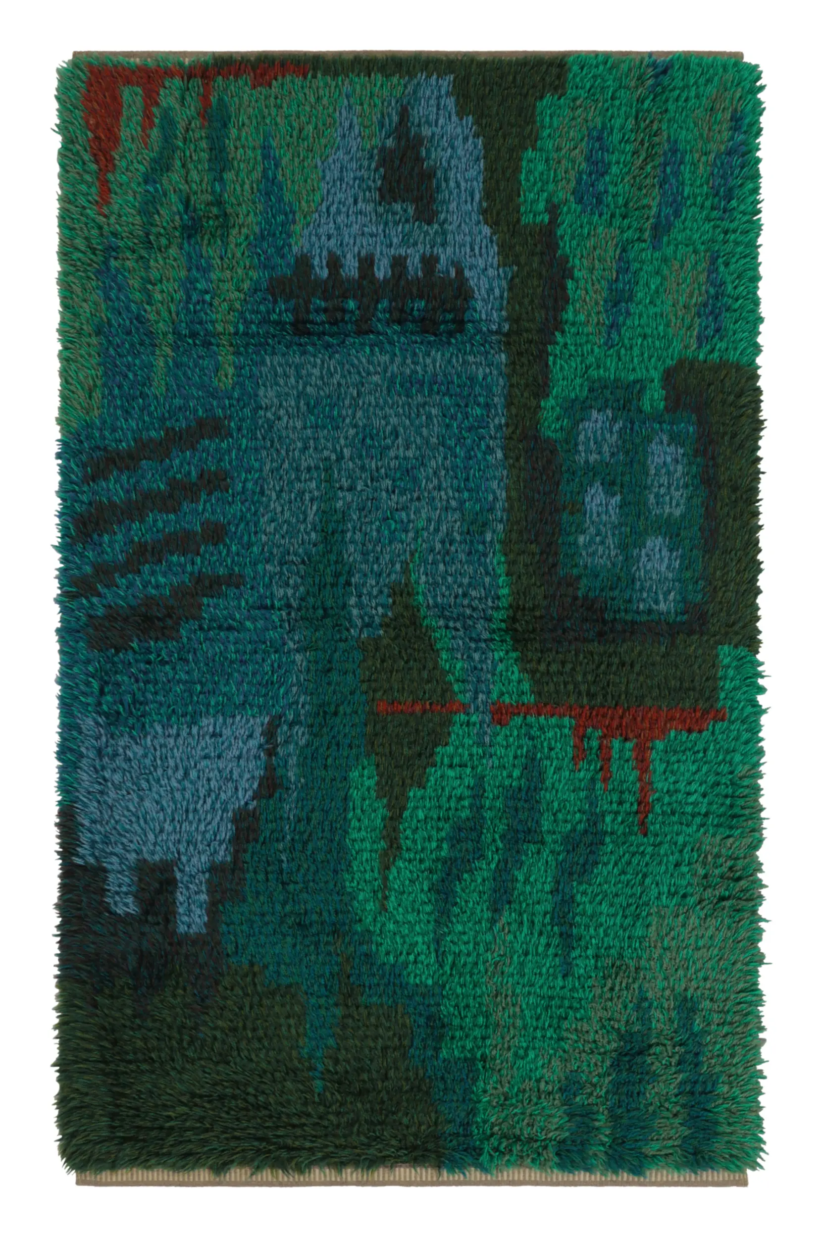Vintage Swedish Scandinavian Rya Rug, Abstract
