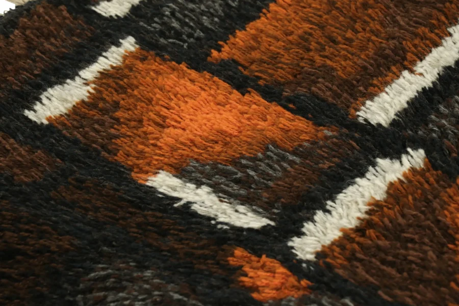 Vintage Swedish Geometric Rug