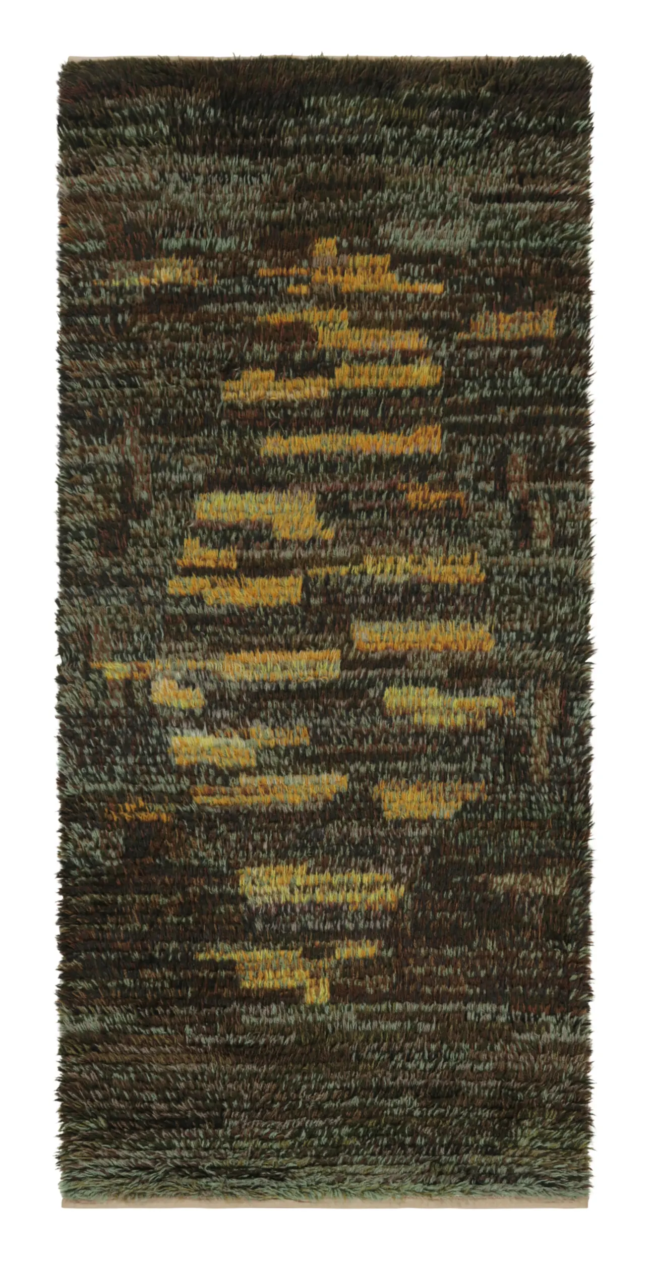 Vintage Swedish Geometric Abstract Runner Rug