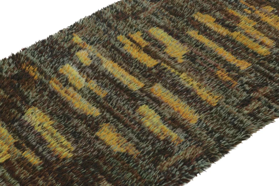 Vintage Swedish Geometric Abstract Runner Rug