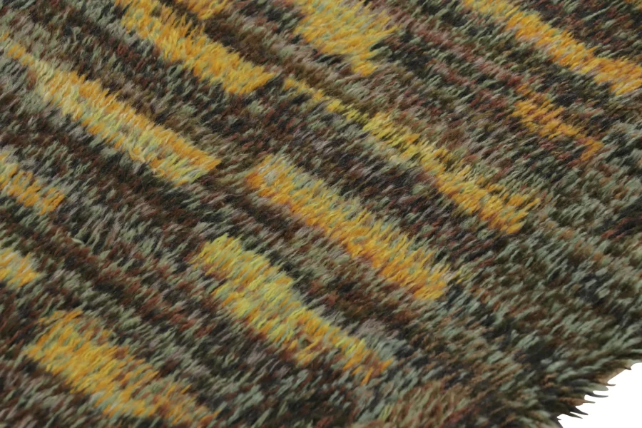 Vintage Swedish Geometric Abstract Runner Rug