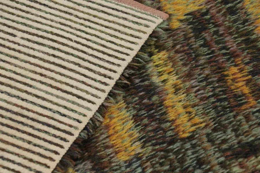Vintage Swedish Geometric Abstract Runner Rug