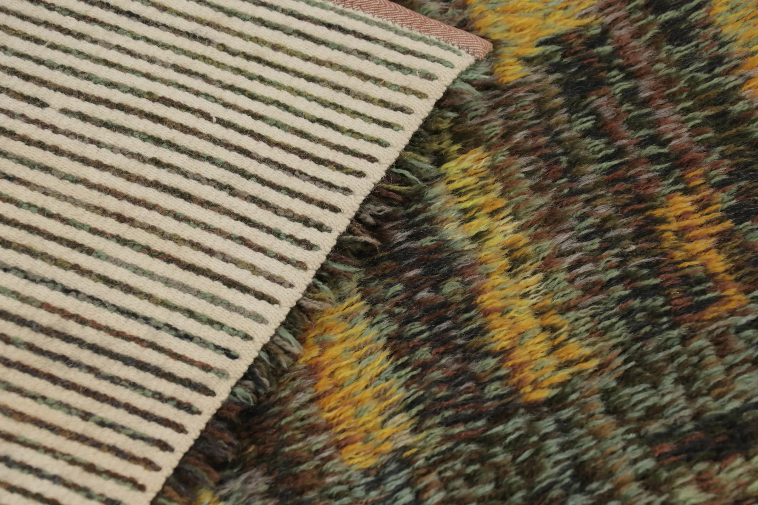 Vintage Swedish Geometric Abstract Runner Rug