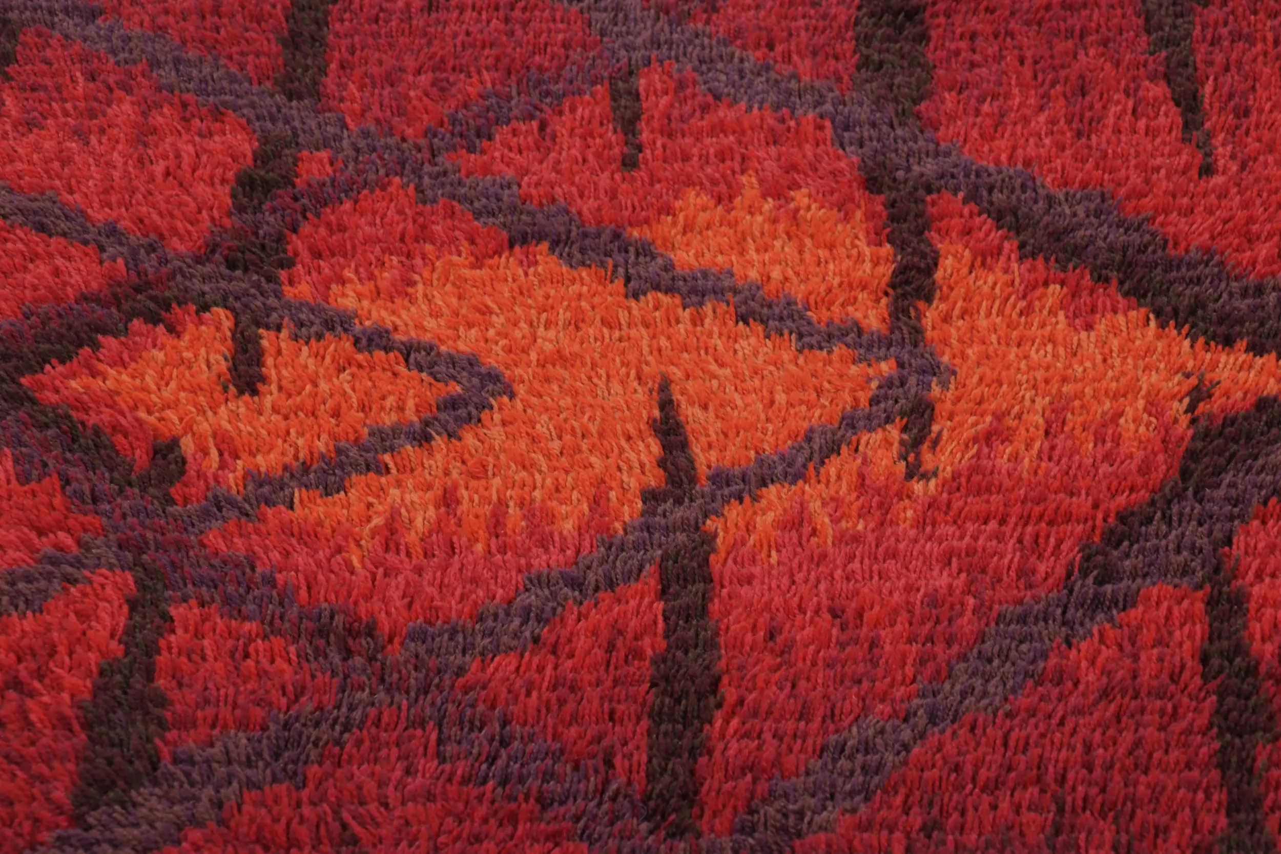 Vintage Swedish Rya Scandinavian Geometric Runner Rug
