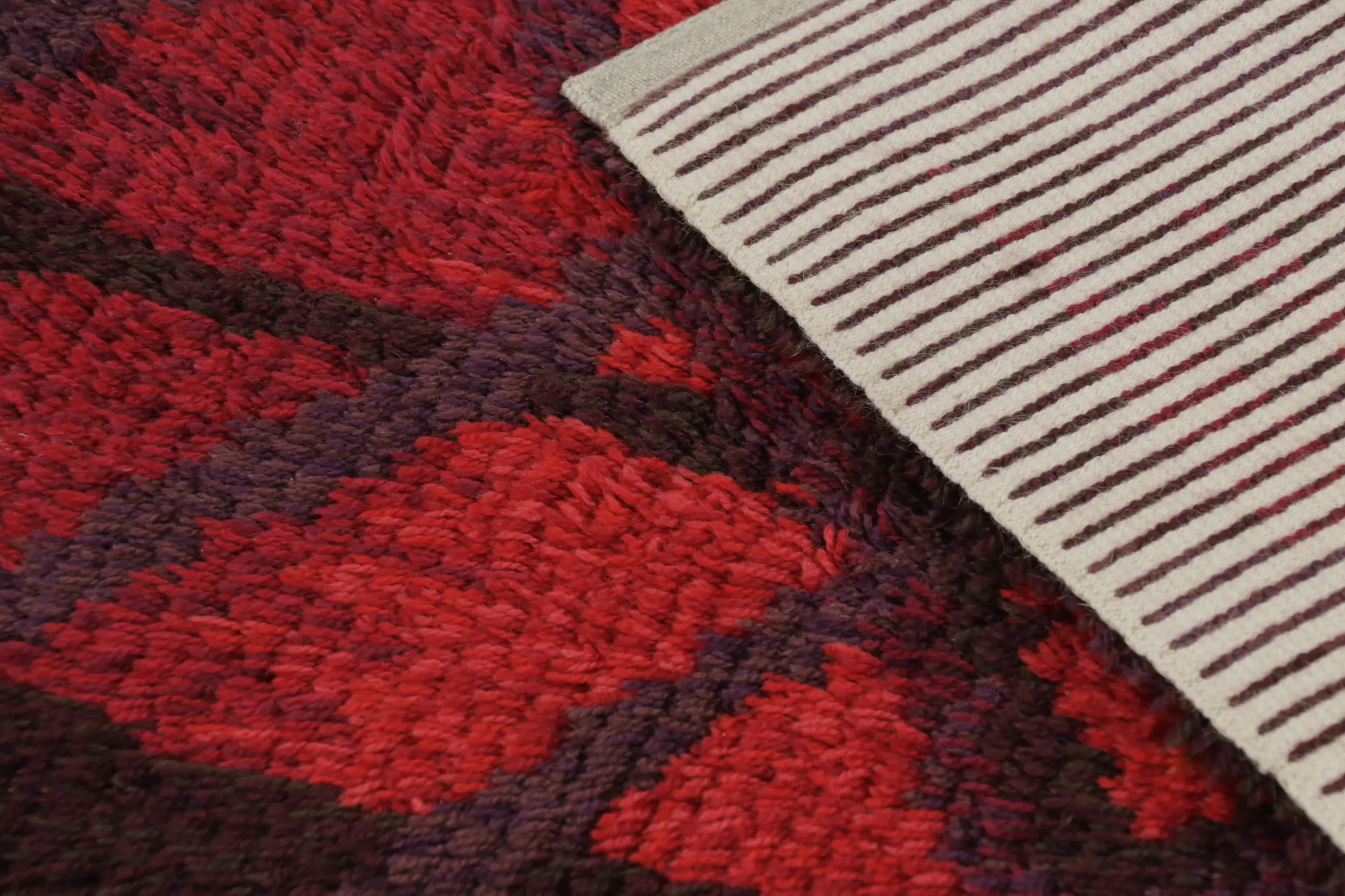 Vintage Swedish Rya Scandinavian Geometric Runner Rug