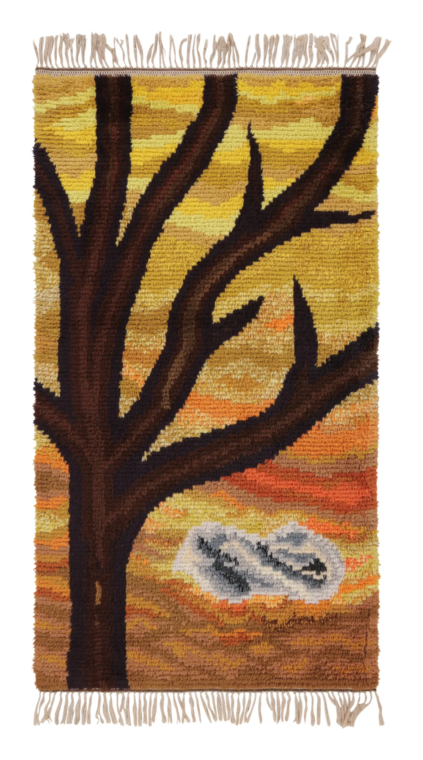 Vintage Swedish Pictorial Rug, Mid-Century Scandinavian
