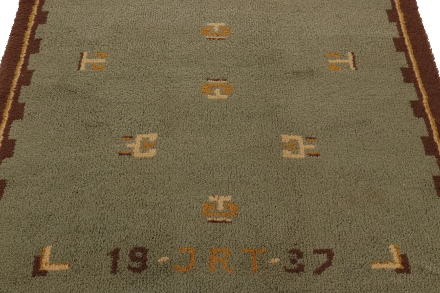 Vintage Swedish Geometric Rug