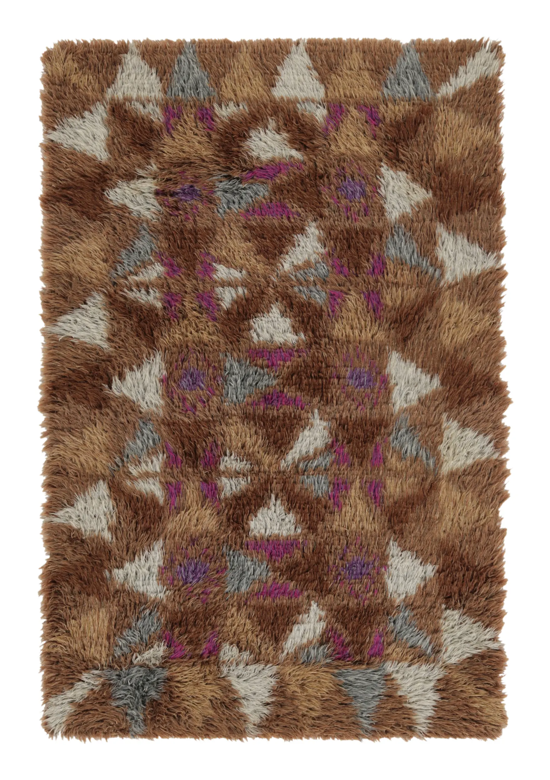 Vintage Swedish Geometric Rug, Mid-Century Scandinavian