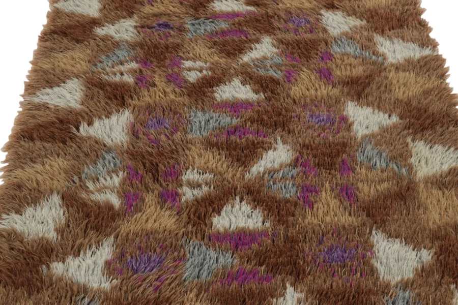 Vintage Swedish Geometric Rug, Mid-Century Scandinavian