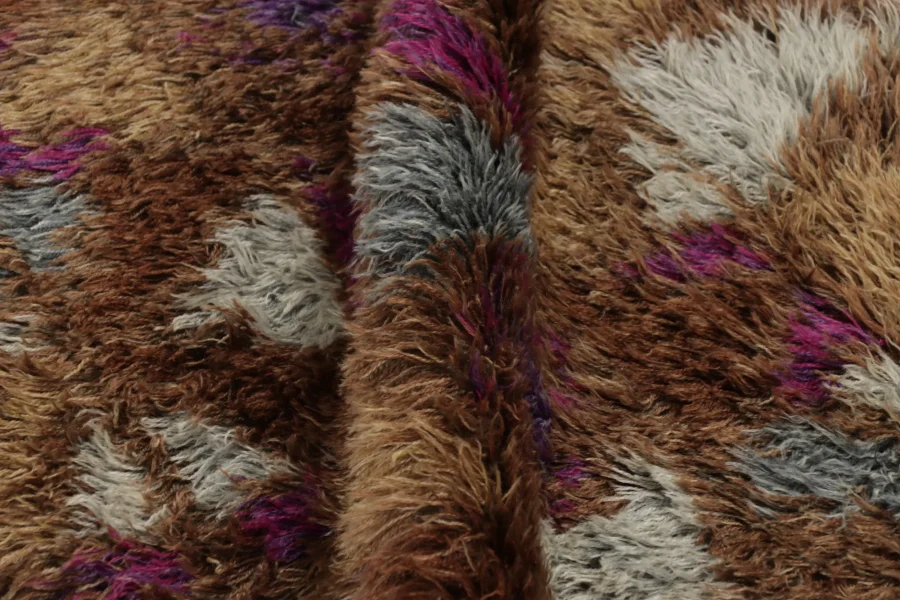 Vintage Swedish Geometric Rug, Mid-Century Scandinavian