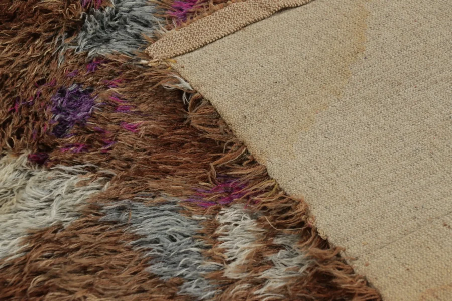 Vintage Swedish Geometric Rug, Mid-Century Scandinavian