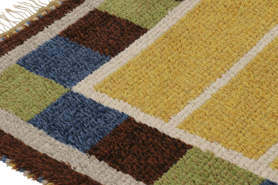 Vintage Swedish Geometric Rug