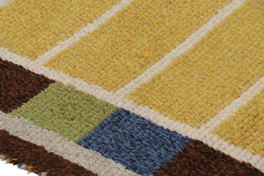 Vintage Swedish Geometric Rug