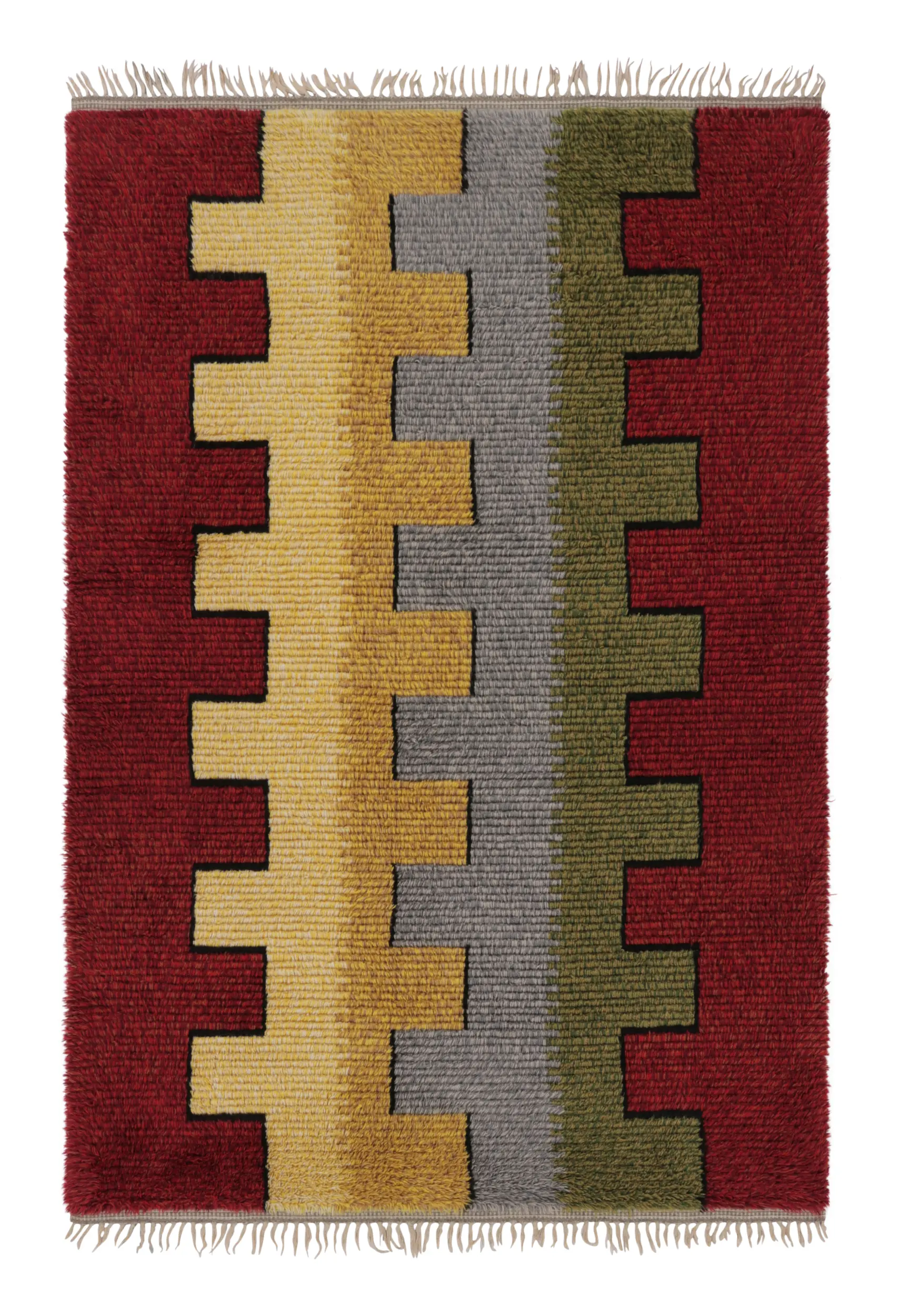 Vintage Swedish Geometric Rug