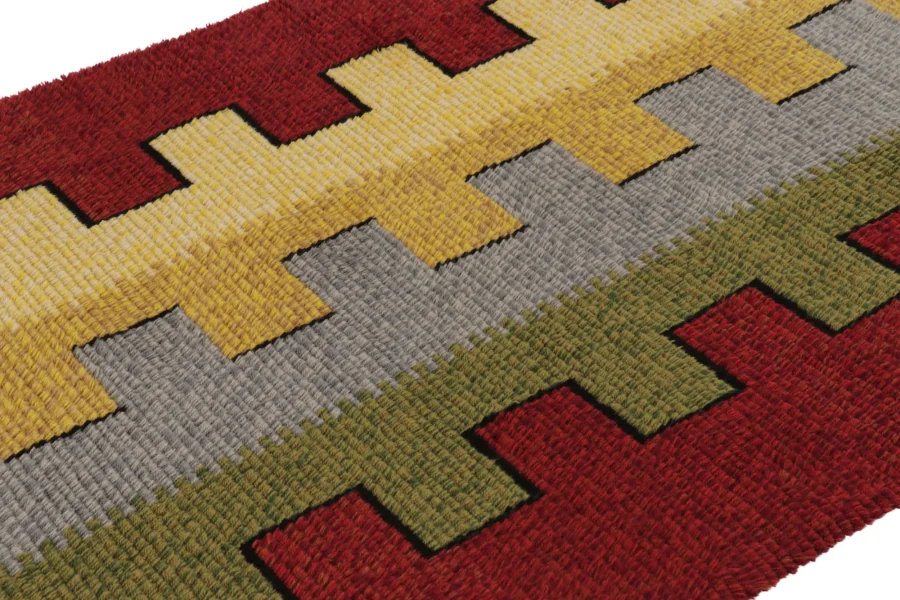 Vintage Swedish Geometric Rug