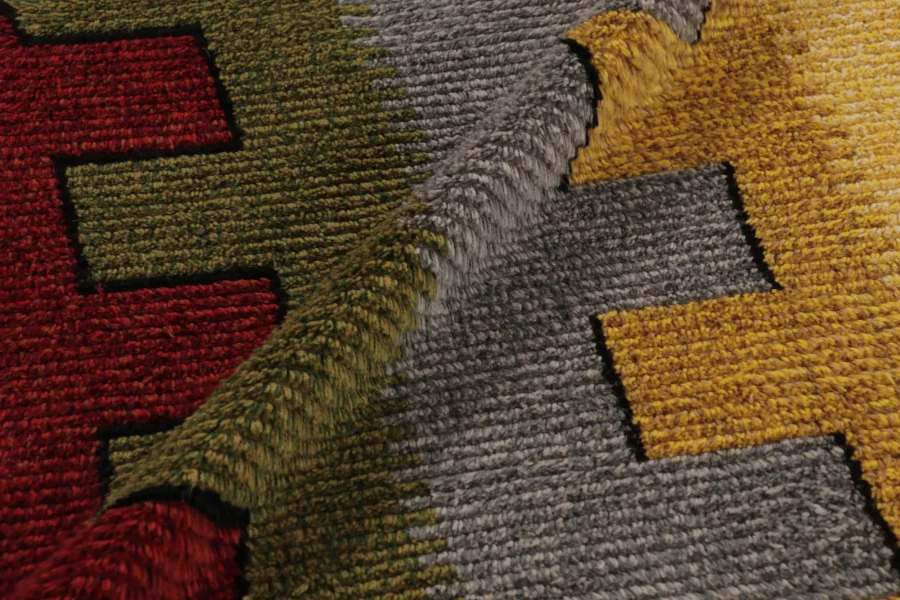 Vintage Swedish Geometric Rug