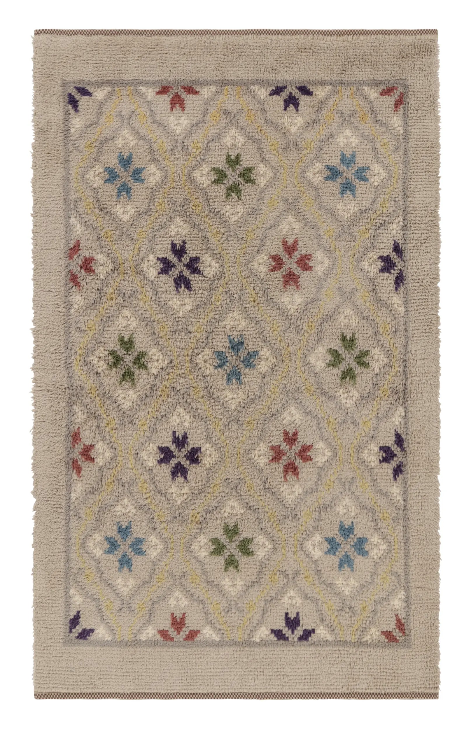 Vintage Swedish Floral Rug, Scandinavian