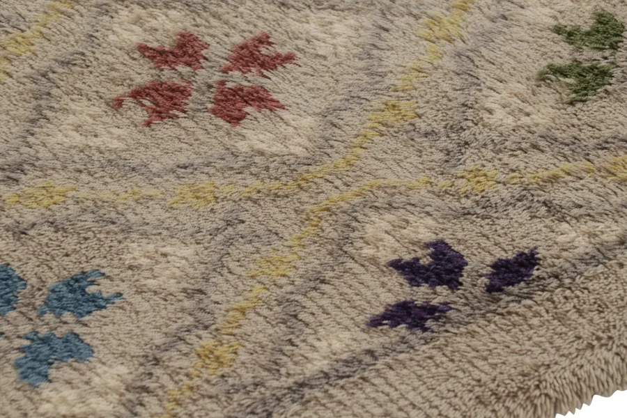 Vintage Swedish Floral Rug, Scandinavian