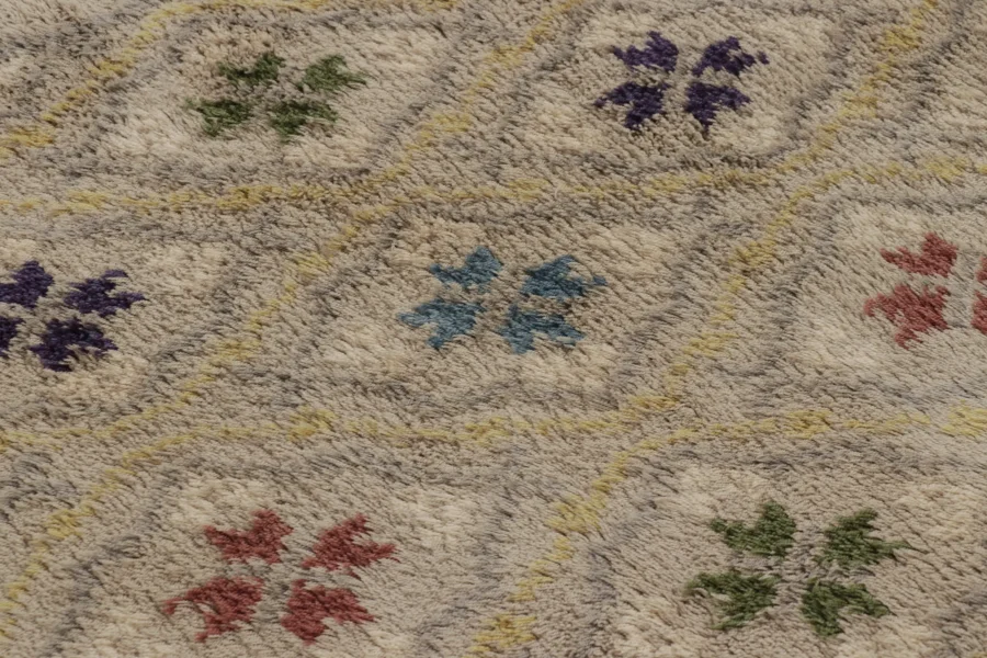 Vintage Swedish Floral Rug, Scandinavian